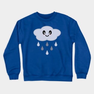 Kawaii Cute Happy Rain Cloud in Light Blue Crewneck Sweatshirt